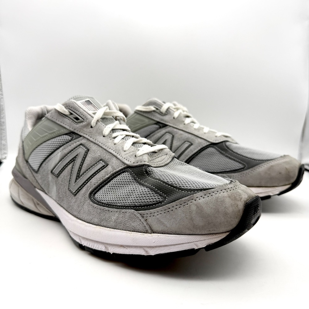 New Balance 990v5 Gray Suede Shoes Sneakers Made In USA M990GL5 Mens 14 EE